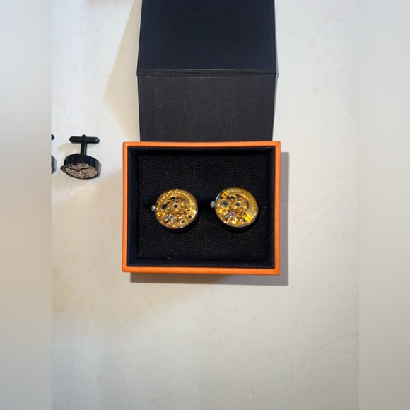Penny Black Forty kinetic watch movement cufflinks stainless steel. Two pair. - Picture 3 of 13